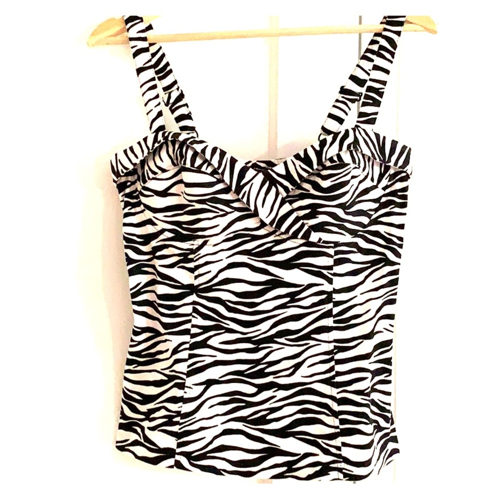 Deadly Dames Vamp top zebra print medium